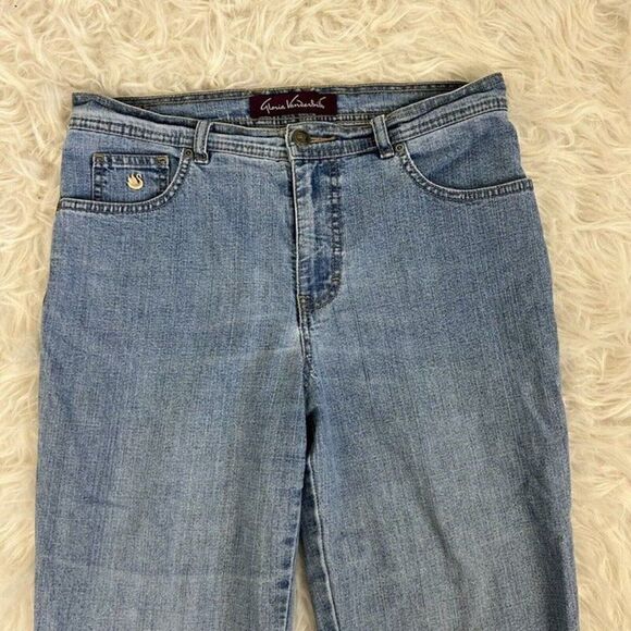 Gloria Vanderbilt Amanda 10 Petite Women's Denim Jeans Blue Taped Light Wash - Picture 3 of 12
